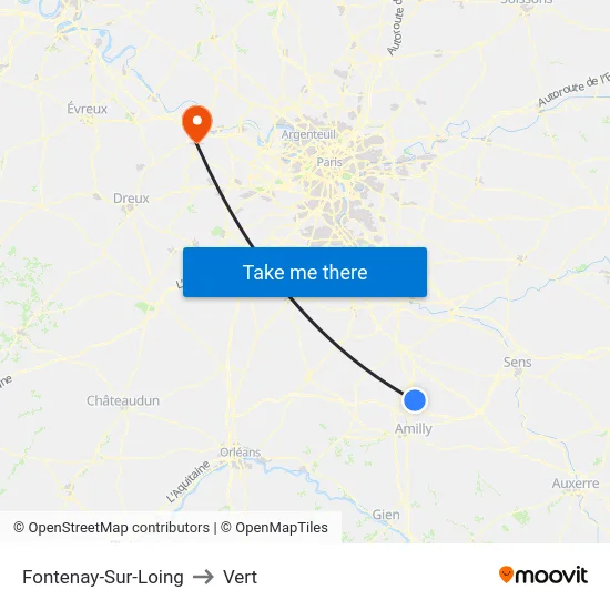Fontenay-Sur-Loing to Vert map