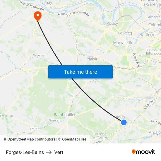 Forges-Les-Bains to Vert map