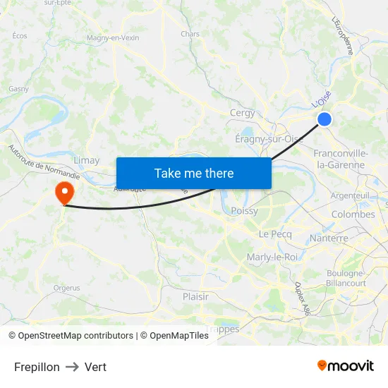 Frepillon to Vert map