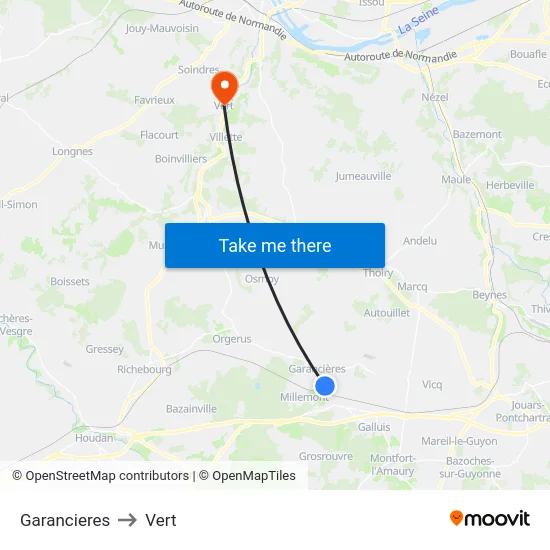 Garancieres to Vert map