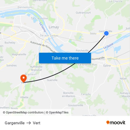 Gargenville to Vert map