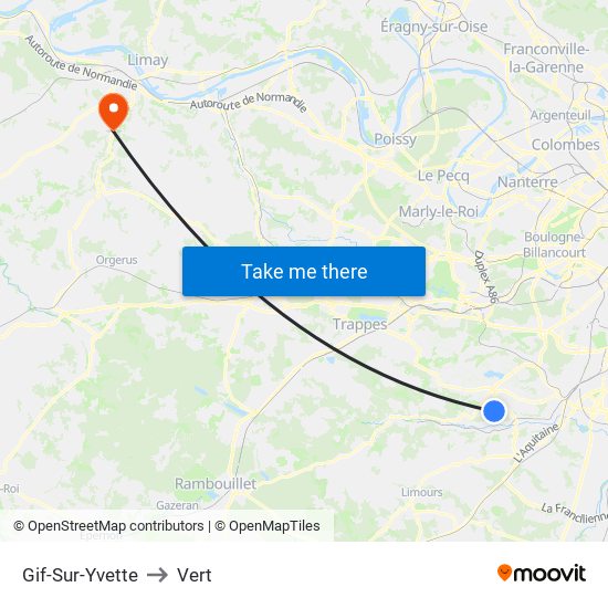 Gif-Sur-Yvette to Vert map