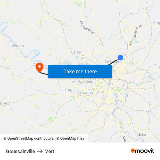 Goussainville to Vert map