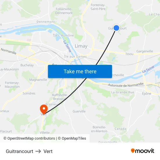 Guitrancourt to Vert map