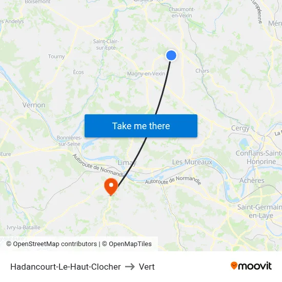 Hadancourt-Le-Haut-Clocher to Vert map