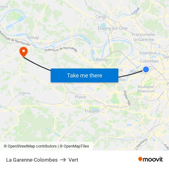 La Garenne-Colombes to Vert map