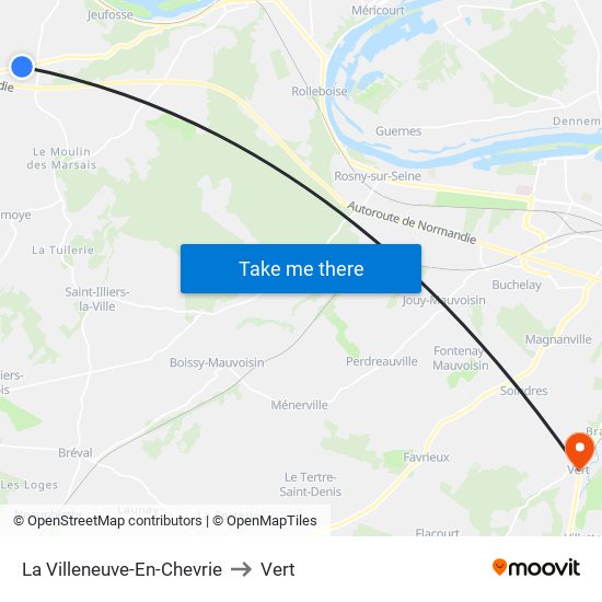 La Villeneuve-En-Chevrie to Vert map