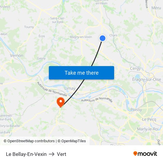 Le Bellay-En-Vexin to Vert map