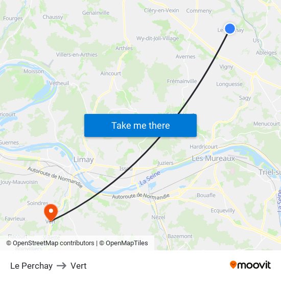 Le Perchay to Vert map