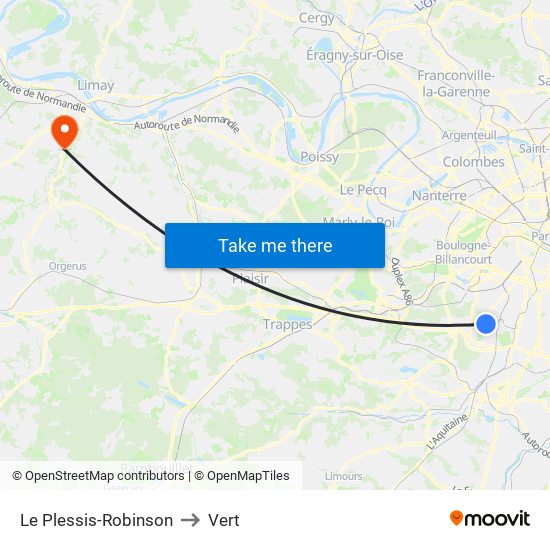 Le Plessis-Robinson to Vert map