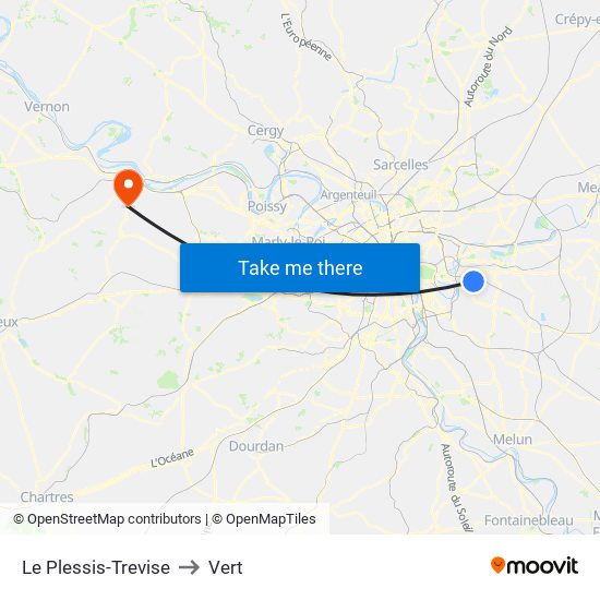 Le Plessis-Trevise to Vert map