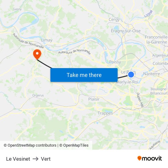 Le Vesinet to Vert map