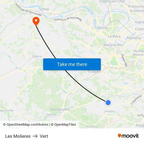 Les Molieres to Vert map