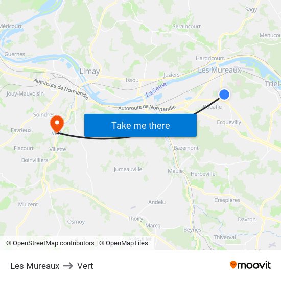 Les Mureaux to Vert map