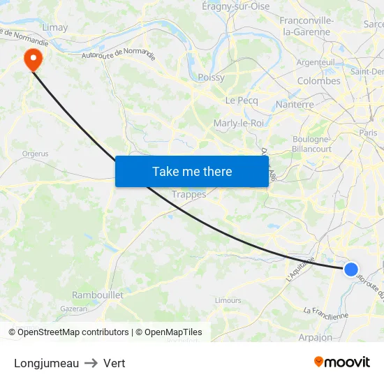 Longjumeau to Vert map