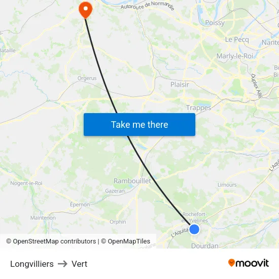 Longvilliers to Vert map