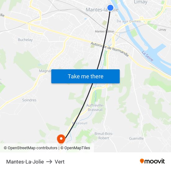 Mantes-La-Jolie to Vert map