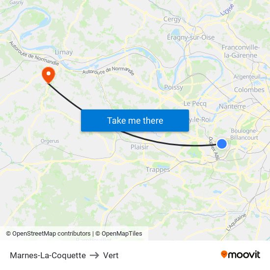 Marnes-La-Coquette to Vert map