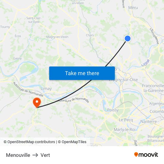 Menouville to Vert map