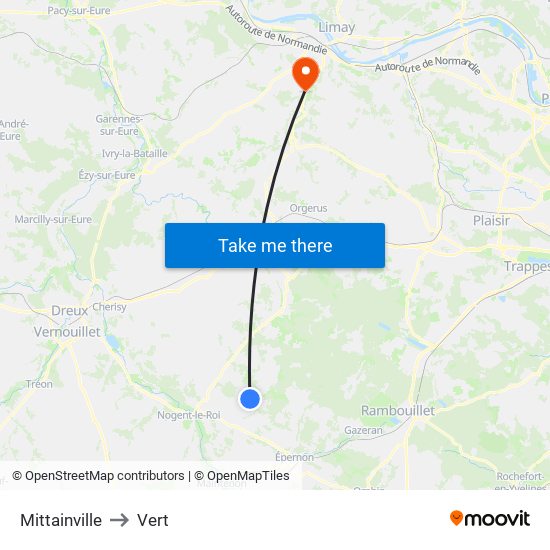 Mittainville to Vert map