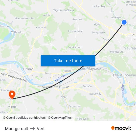 Montgeroult to Vert map
