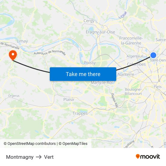 Montmagny to Vert map