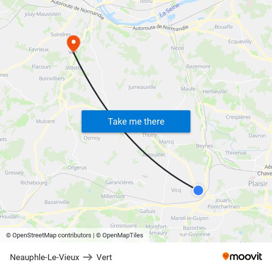 Neauphle-Le-Vieux to Vert map