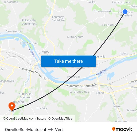 Oinville-Sur-Montcient to Vert map