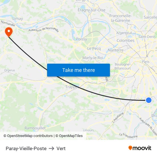 Paray-Vieille-Poste to Vert map