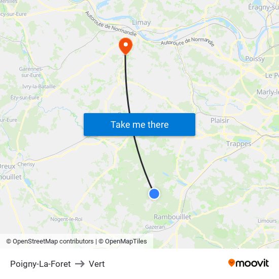 Poigny-La-Foret to Vert map