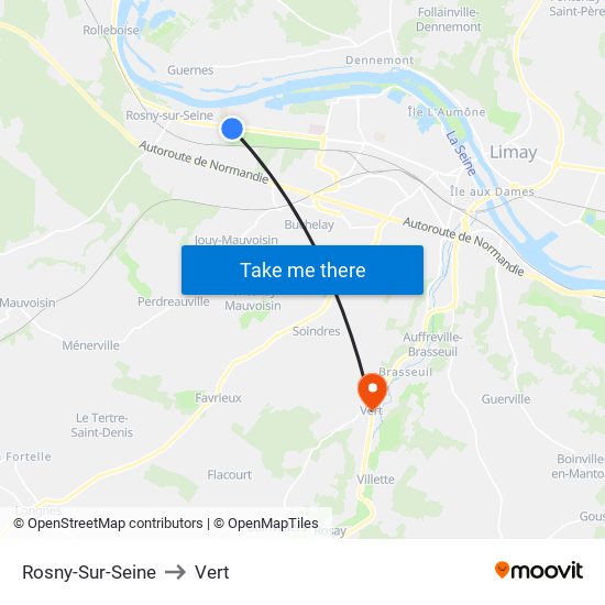 Rosny-Sur-Seine to Vert map