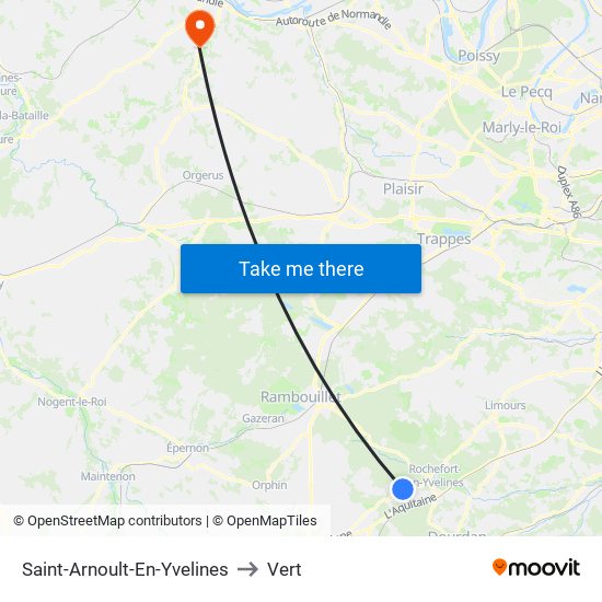 Saint-Arnoult-En-Yvelines to Vert map