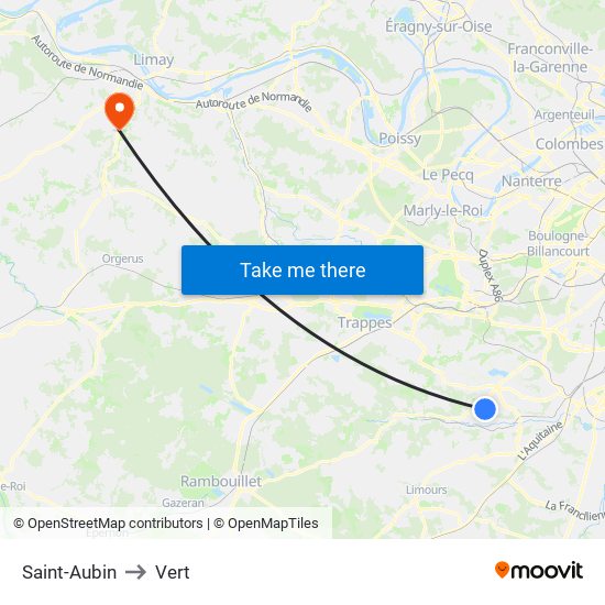 Saint-Aubin to Vert map