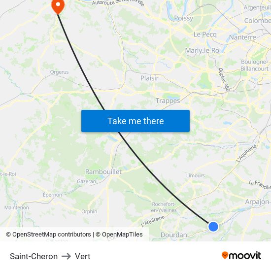 Saint-Cheron to Vert map