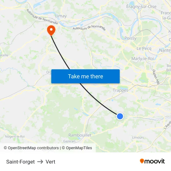 Saint-Forget to Vert map