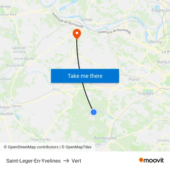 Saint-Leger-En-Yvelines to Vert map