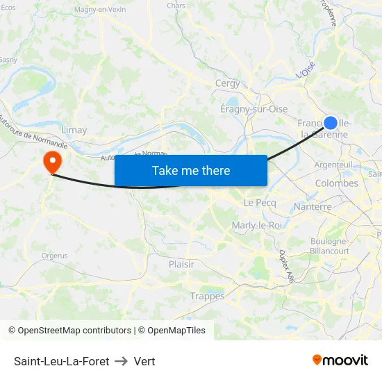 Saint-Leu-La-Foret to Vert map
