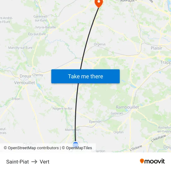Saint-Piat to Vert map