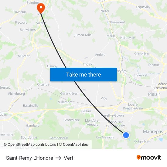 Saint-Remy-L'Honore to Vert map