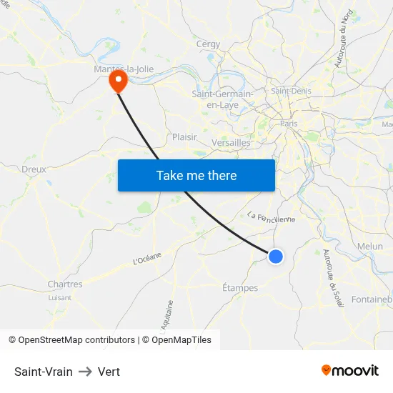 Saint-Vrain to Vert map