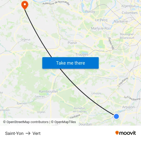 Saint-Yon to Vert map