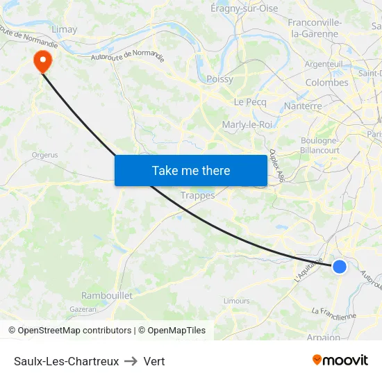 Saulx-Les-Chartreux to Vert map