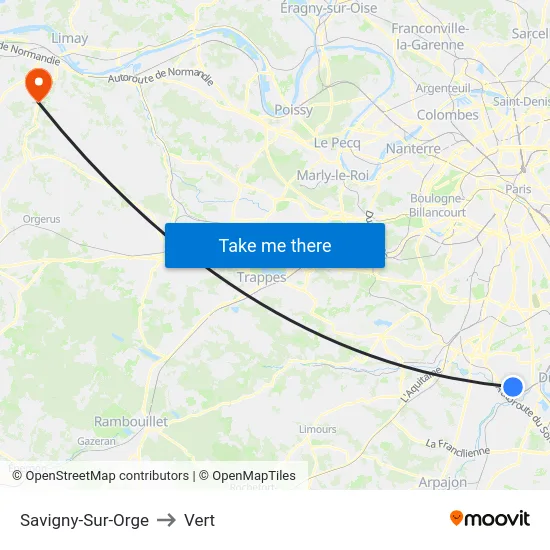 Savigny-Sur-Orge to Vert map