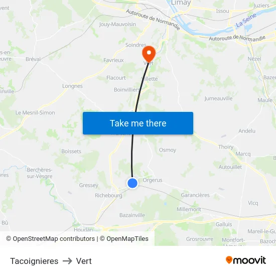 Tacoignieres to Vert map