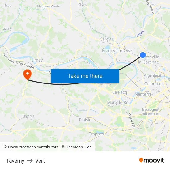 Taverny to Vert map