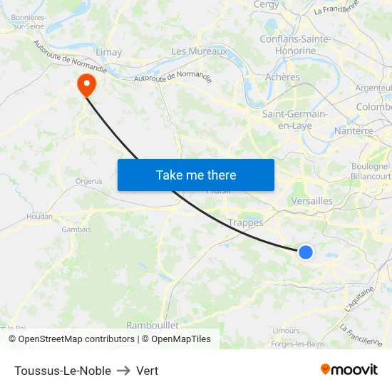 Toussus-Le-Noble to Vert map