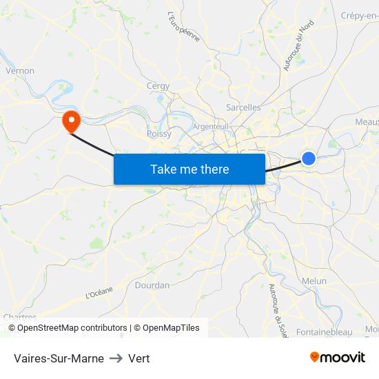Vaires-Sur-Marne to Vert map