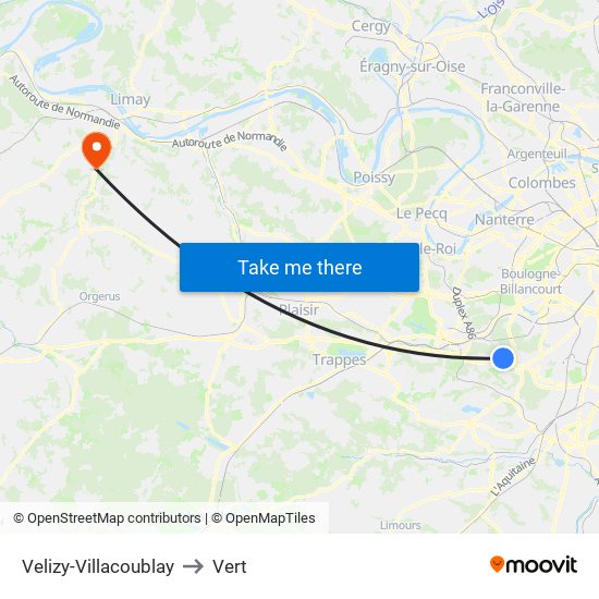 Velizy-Villacoublay to Vert map