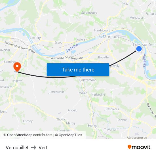 Vernouillet to Vert map