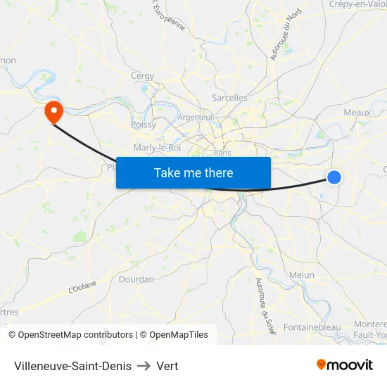 Villeneuve-Saint-Denis to Vert map